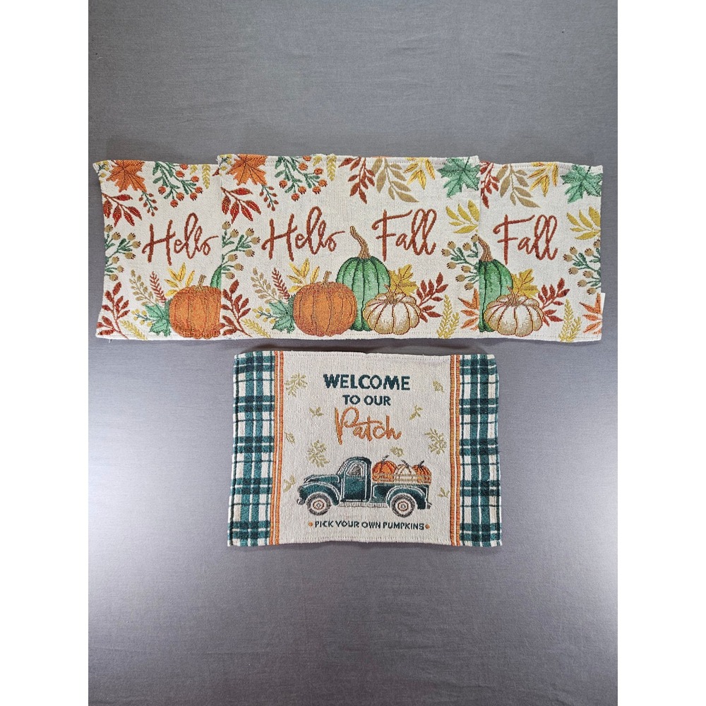 Mainstream International Fall Tapestry Placemats Set of 4 Pumpkin Truck Woven